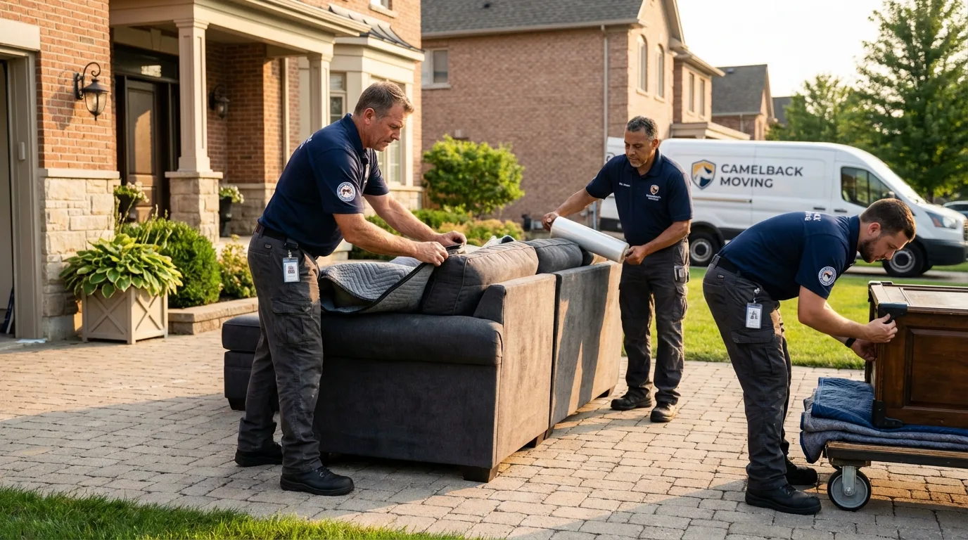 Large estate moving crew wrapping furniture in Hinton, WV